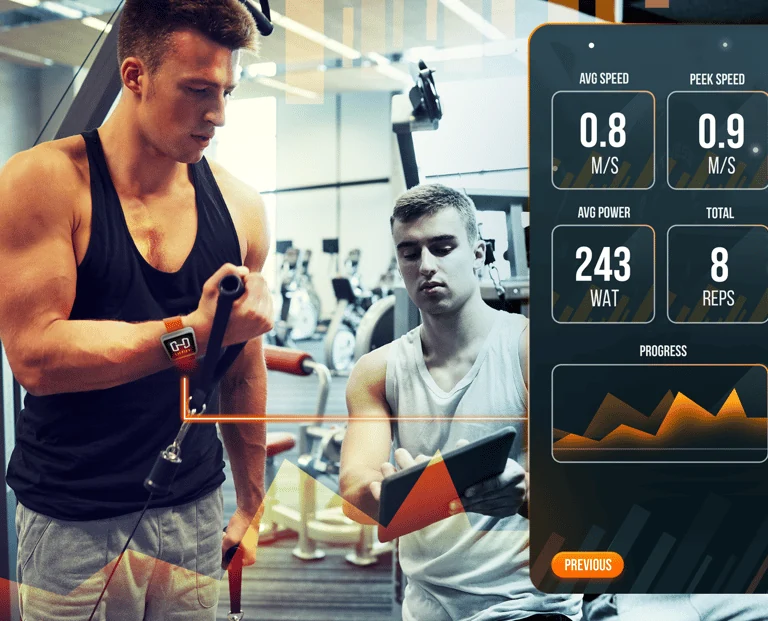 Personal trainer reviewing exercise performance with a client using Liftify